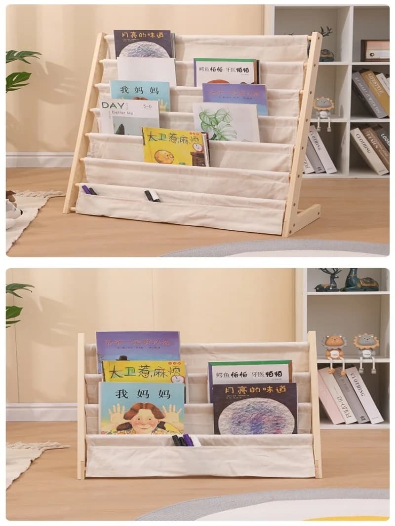 Bibliothèque de lecture multicouche en bois massif, étagère de rangement au sol amovible, organisate
