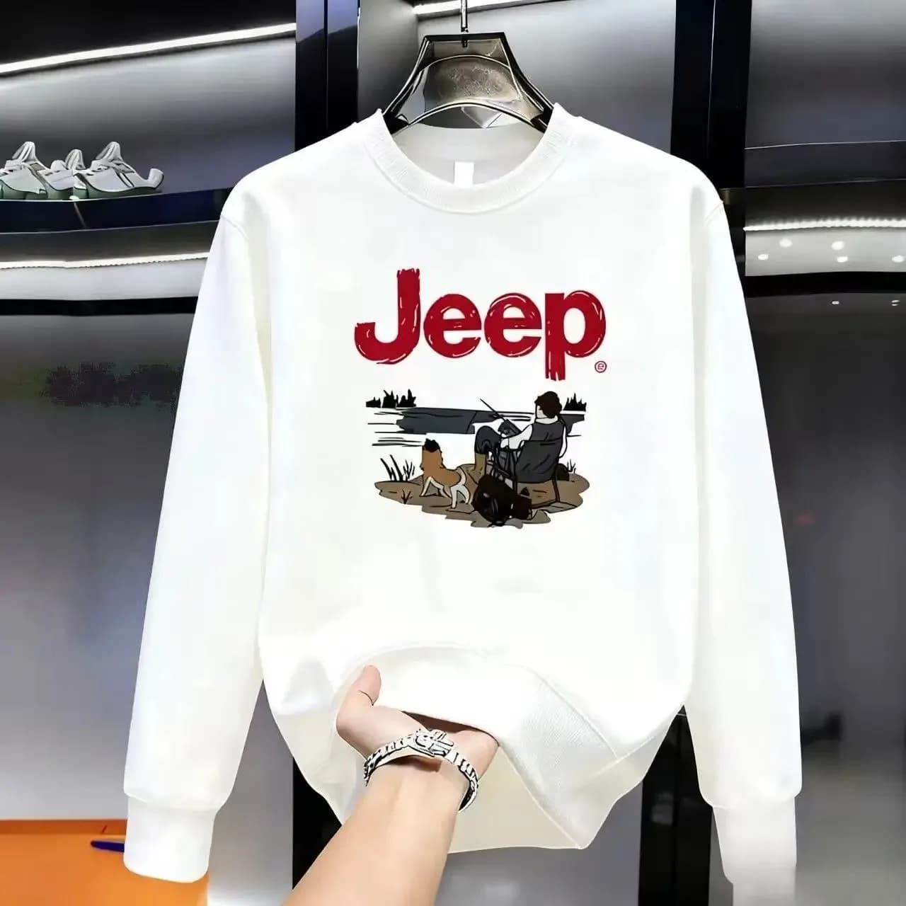 Nouveau sweat-shirt épais à manches longues pour hommes de la marque Jeep, haut imprimé polyvalent à