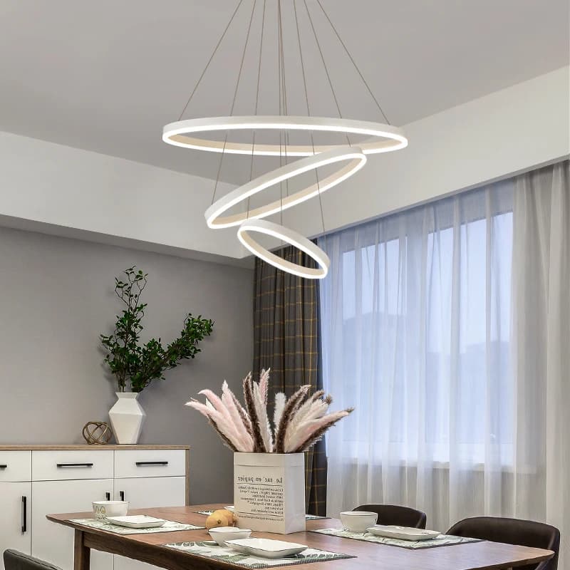 Lustre moderne à LED, anneau circulaire, luminaire suspendu au plafond, noir, loft, salon, salle à m