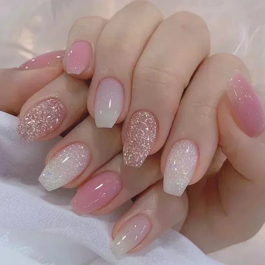 Faux ongles carrés courts en forme de cercueil, 24 pièces, avec colle, paillettes françaises, ensemb