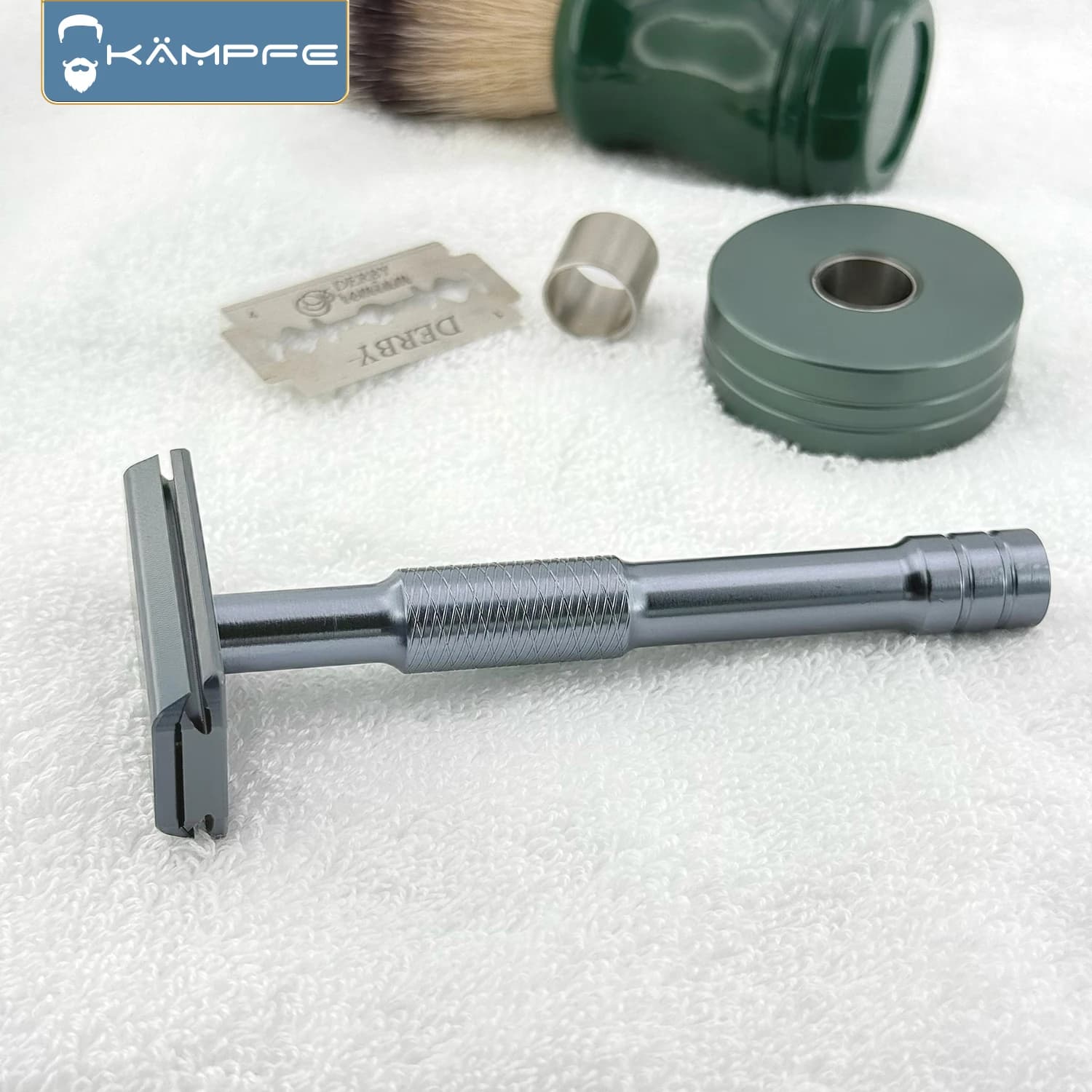 Rasoir de sécurité manuel Kampfe CNC avec 5 lames de rechange, outils de salon de coiffure, cadeaux 
