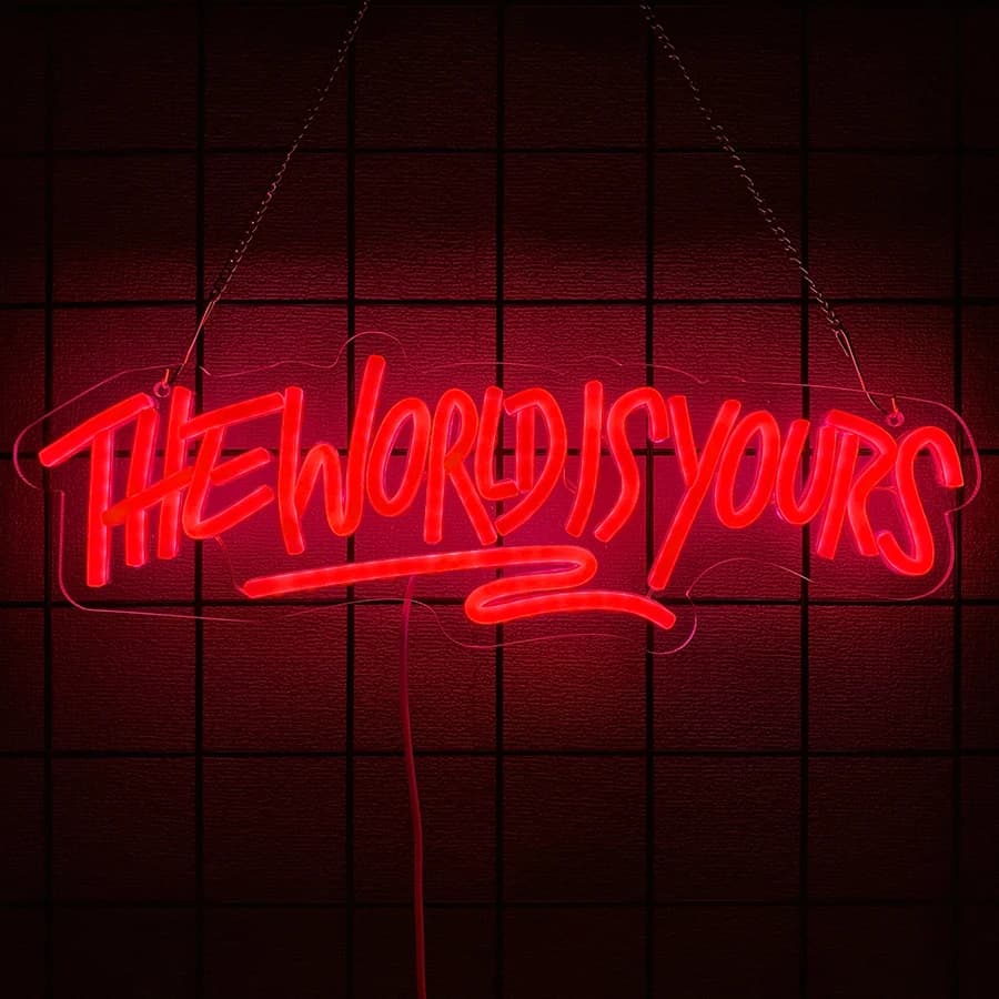 Enseigne au néon The World Is Yours pour décoration murale, alimentation USB, panneaux lumineux LED 
