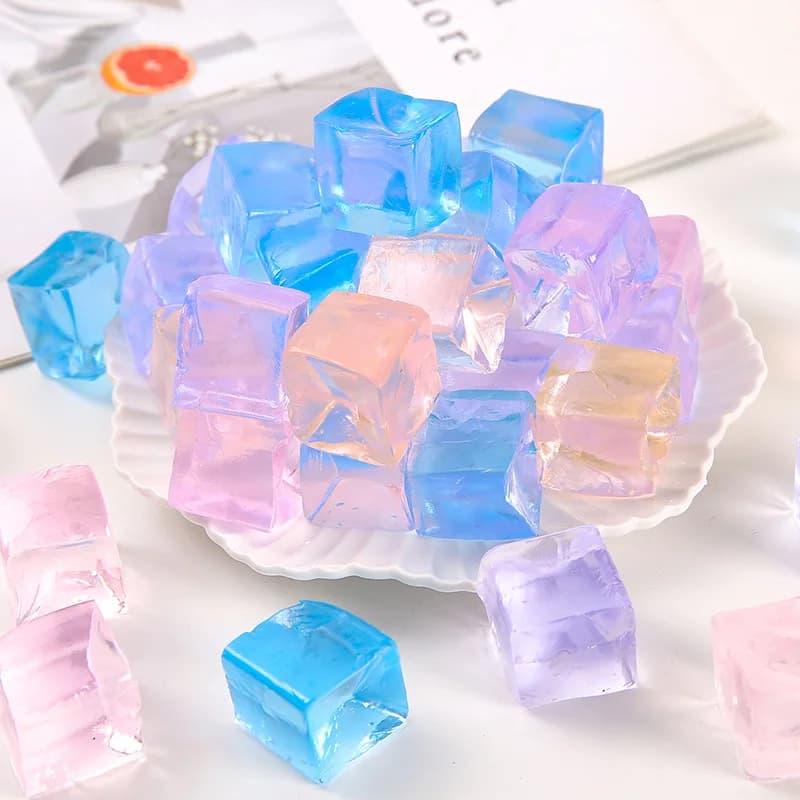 15 pièces Mini glaçon jouets spongieux libérer le Stress Transparent petit bloc de glace pincement e