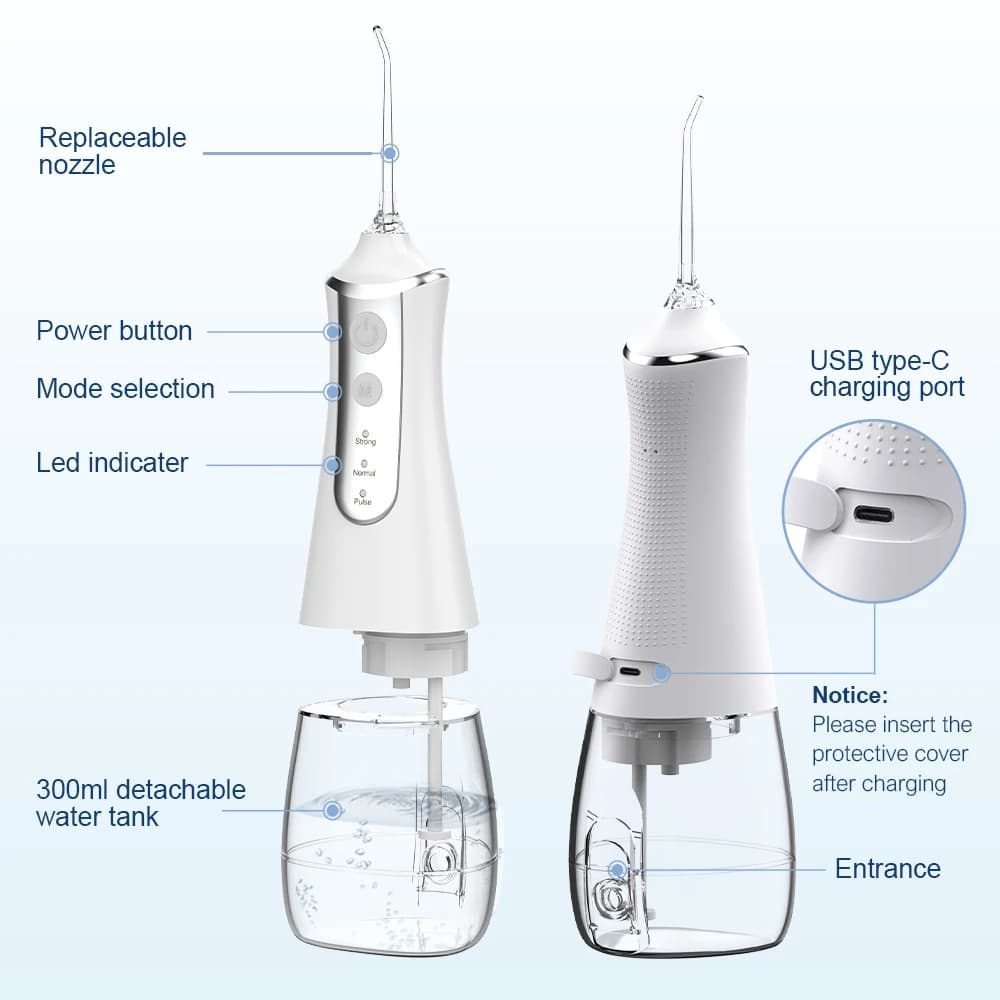 Irrigateur dentaire, hydropulseur domestique, Machine de nettoyage buccal, 5 buses, 3 Modes, Recharg