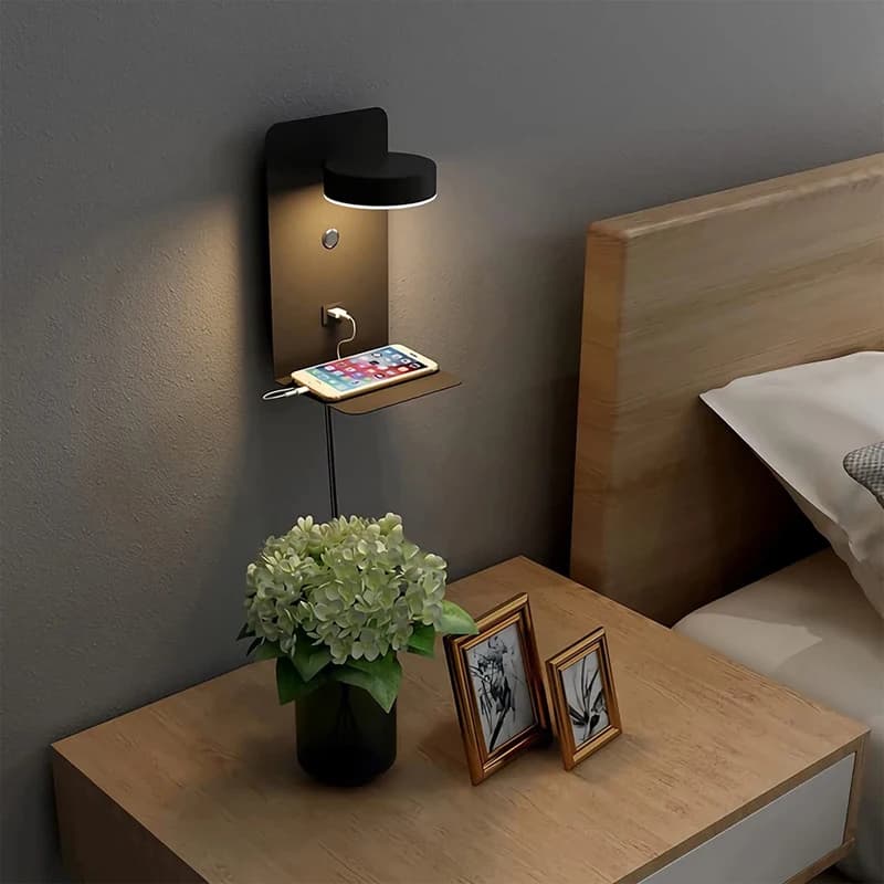 Applique Murale LED avec Chargeur USB pour Téléphone Portable, Luminaire Décoratif d'Nikavec Joli, I