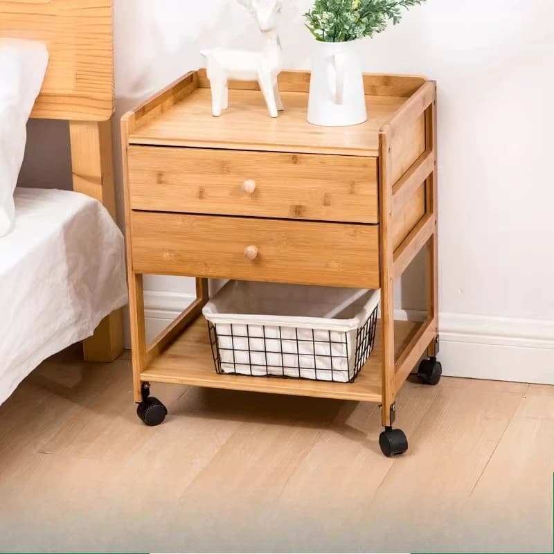 Table de chevet moderne en bambou, armoire latérale minimaliste pour petits espaces, organisateur de