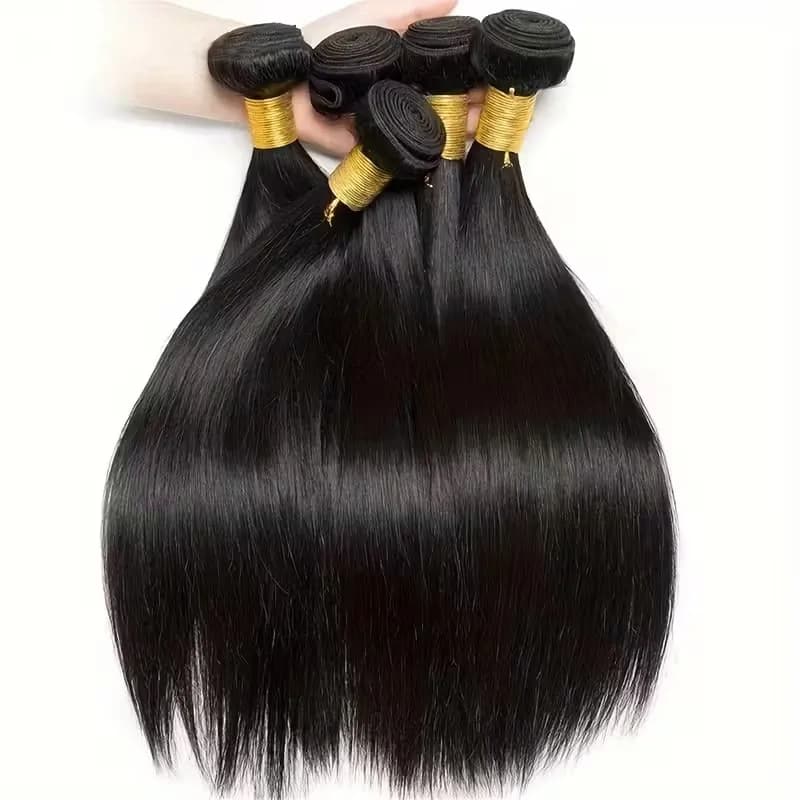 Lot de 3 ou 4 mèches de cheveux humains brésiliens Remy non traités, lisses et raides, de 30 à 32 po