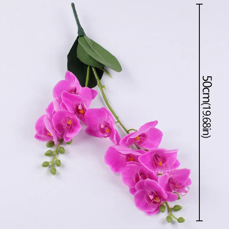 Orchidée en soie avec feuilles, 50cm, fleur artificielle, orchidées papillon pour décoration de mari