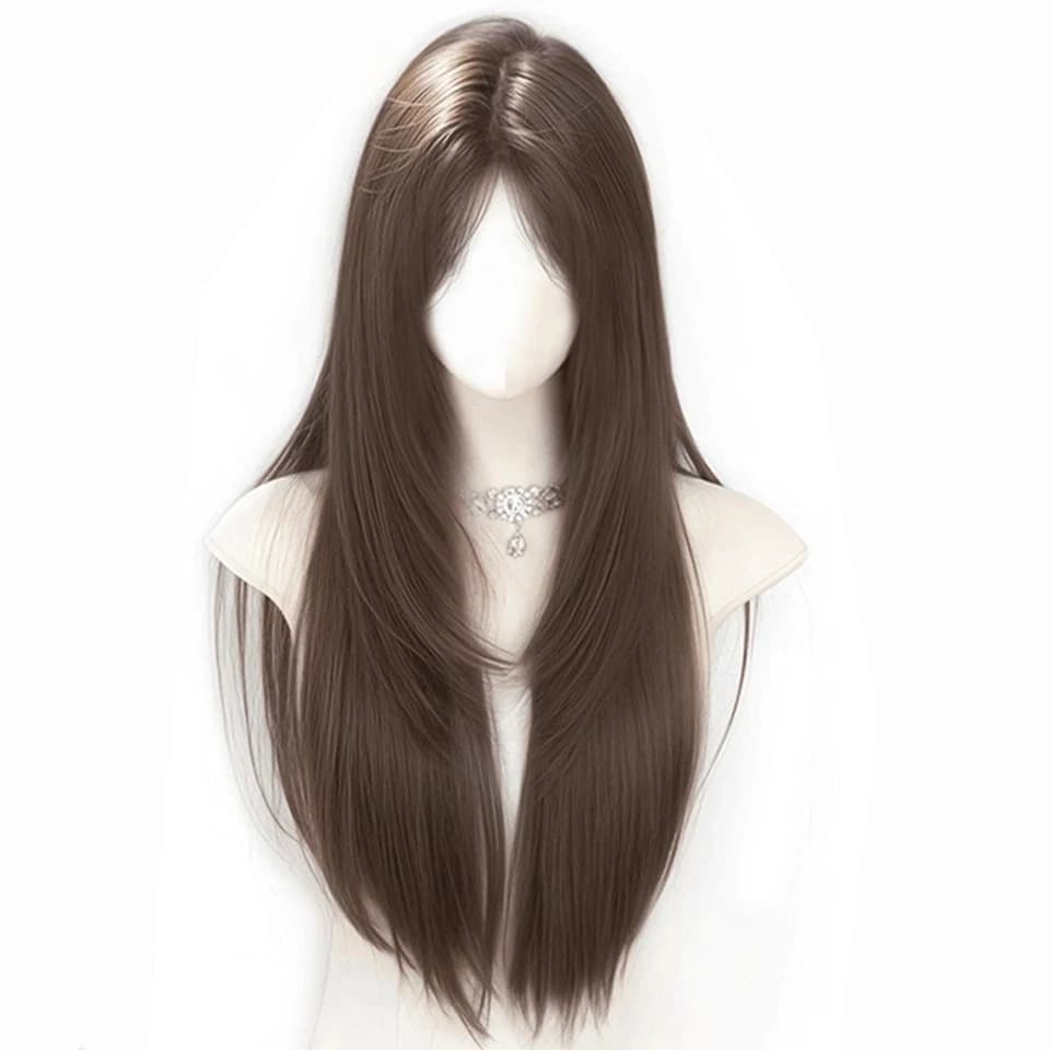 Perruque synthétique longue et lisse pour femme, cheveux naturels de haut niveau, à la mode, résista