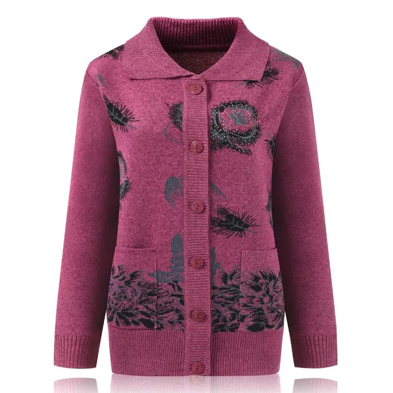 Fdfklak-Cardigans à revers pour femmes elmantes d'âge moyen, pull à boutons College pour mère, vêtem
