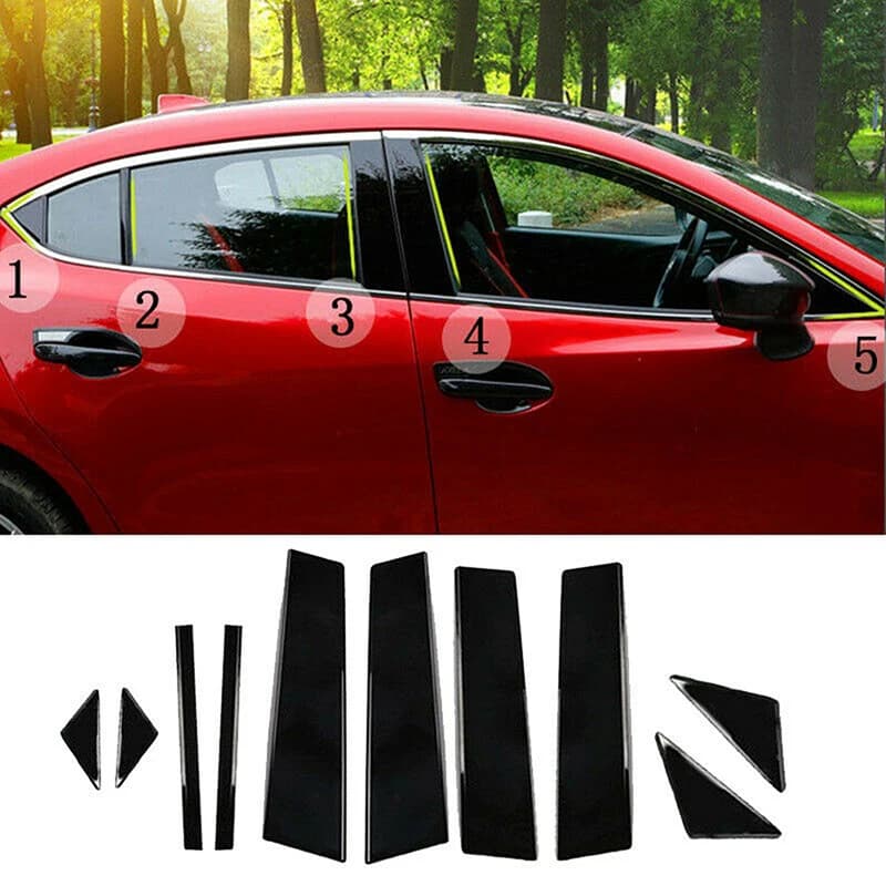 Autocollants de couverture de garniture de porte, poteaux de pilier de fenêtre de voiture, autocolla