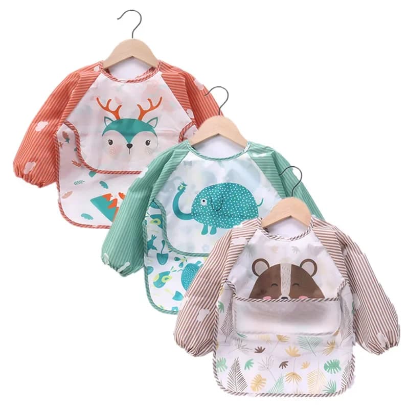 Bavoir imperméable à manches longues pour bébés, écharpe pour tout-petits, Smock d'art, Tablier d'al