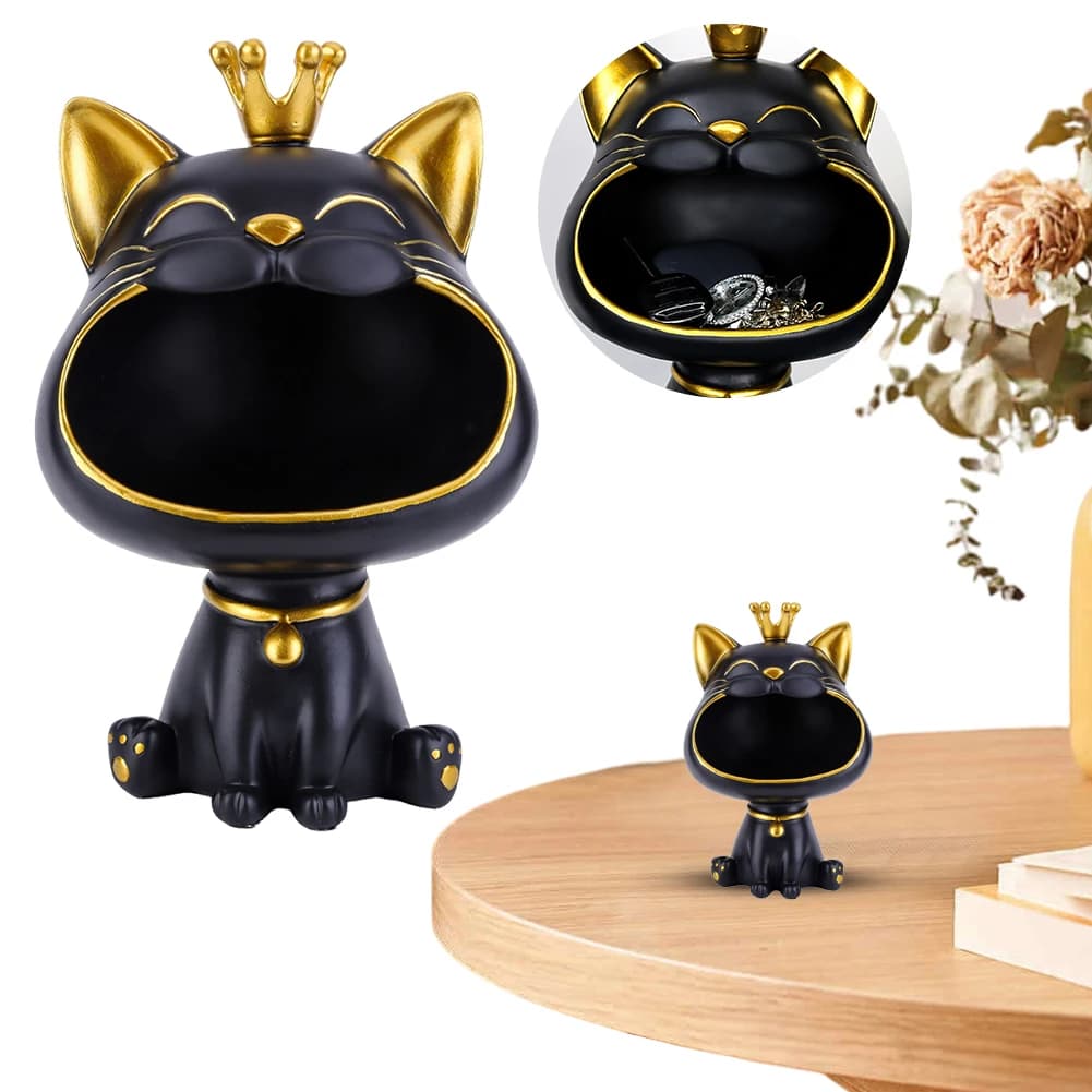 Boîte de rangement créative de figurine de chat porte-bonheur, statue de chat, décoration de grande 