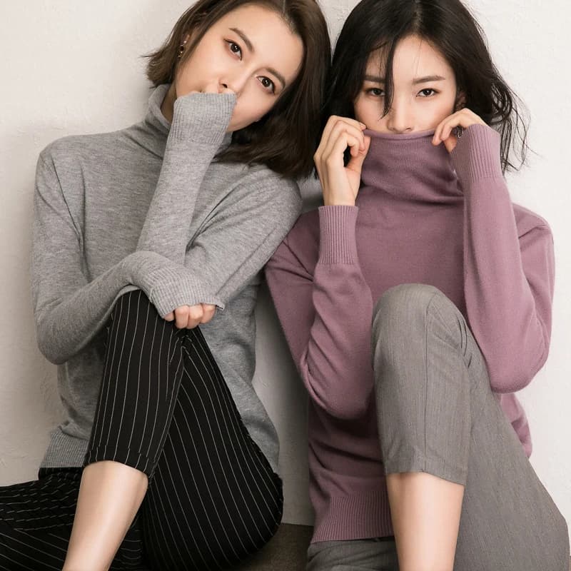 2025 femmes pull col roulé mince chaud pulls basique haute résistance chemise à fond automne hiver m