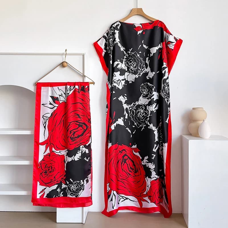 Nouvelle mode Robe d'été avec grande écharpe dubaï turquie caftan musulman ample Abaya femmes africa