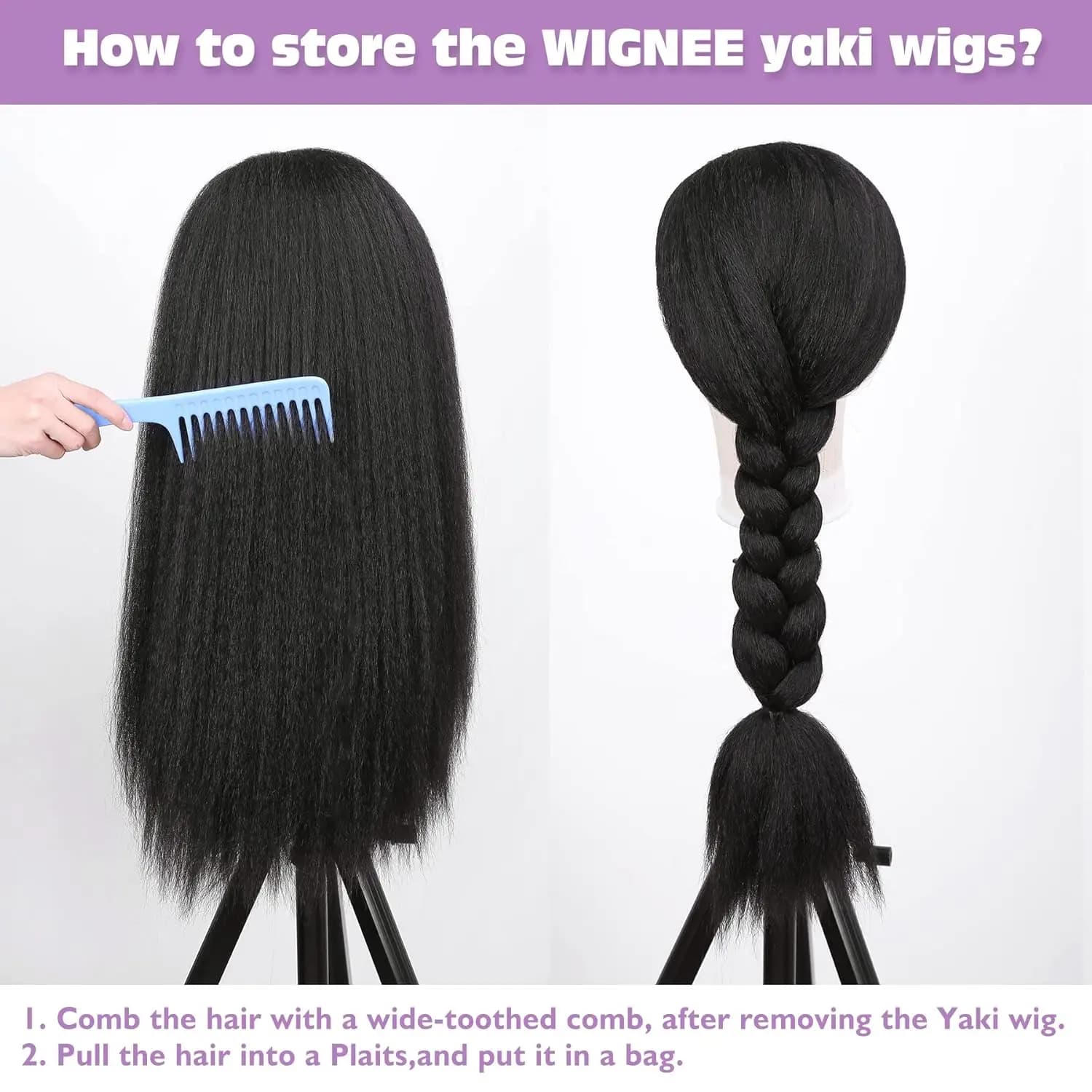 Perruque synthétique Yaki lisse et crépue pour femmes, perruque avec bandeau noir, facile à coiffer,