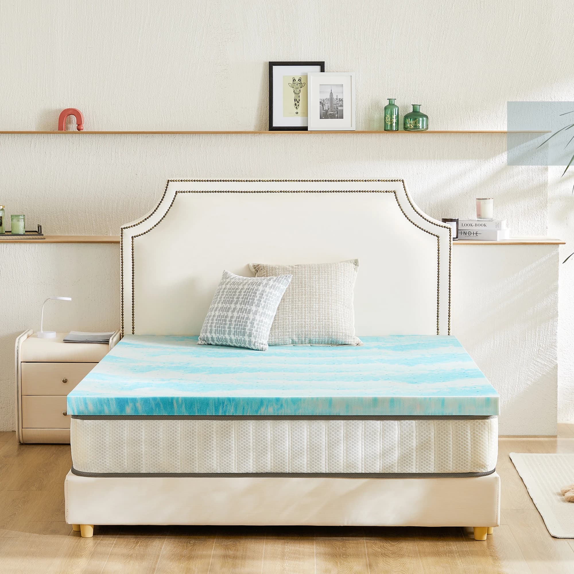 JHK 2-4 pouces mousse à mémoire de forme souple surmatelas épais Gel refroidissement matelas doux et