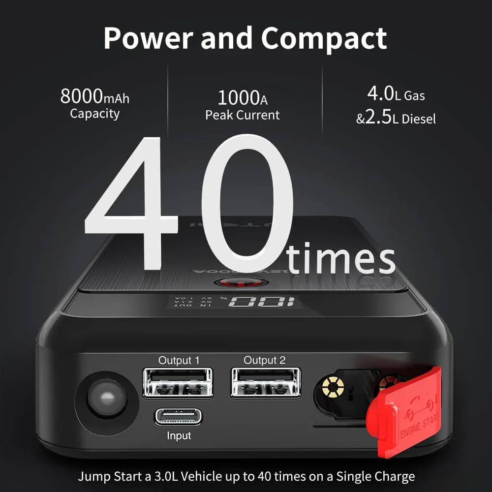 UTRAI démarreur de saut de voiture 1000A chargeur de batterie 8000mAh Booster de batterie externe de