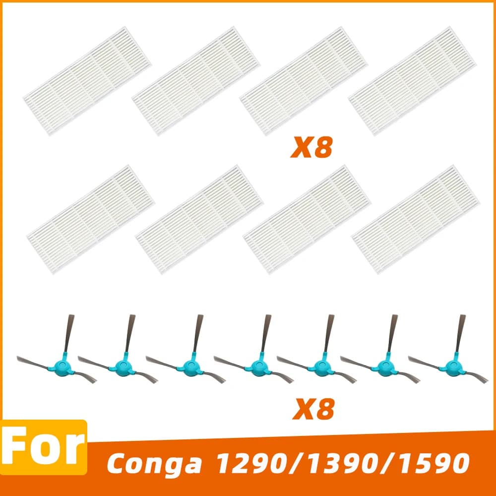 Compatible avec Conga 1290 1390 1590 Robot Aspirateur Kit Accessoires Brosse Latérale Filtre HEPA Pi