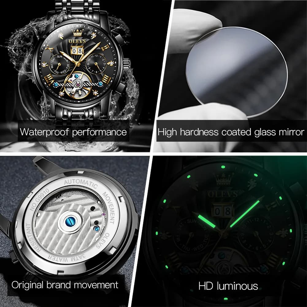 OLEVS classique hommes montres Tourbillon multi-fonction entièrement automatique hommes montre haut 