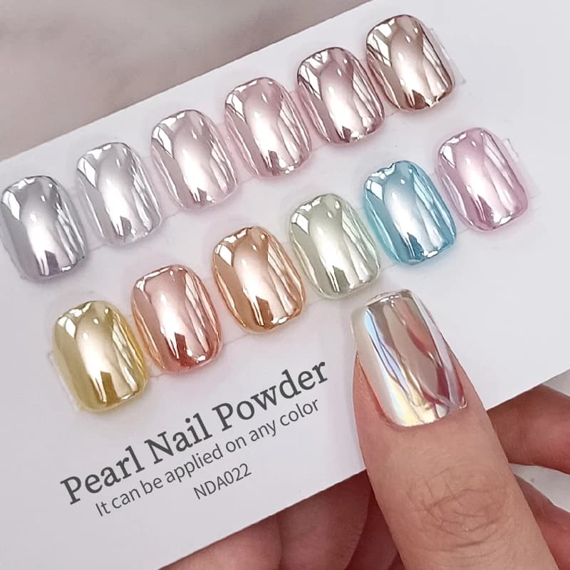 NICOLE DIARY – poudre à ongles miroir au clair de lune, aurore, effet métallique, paillettes argenté