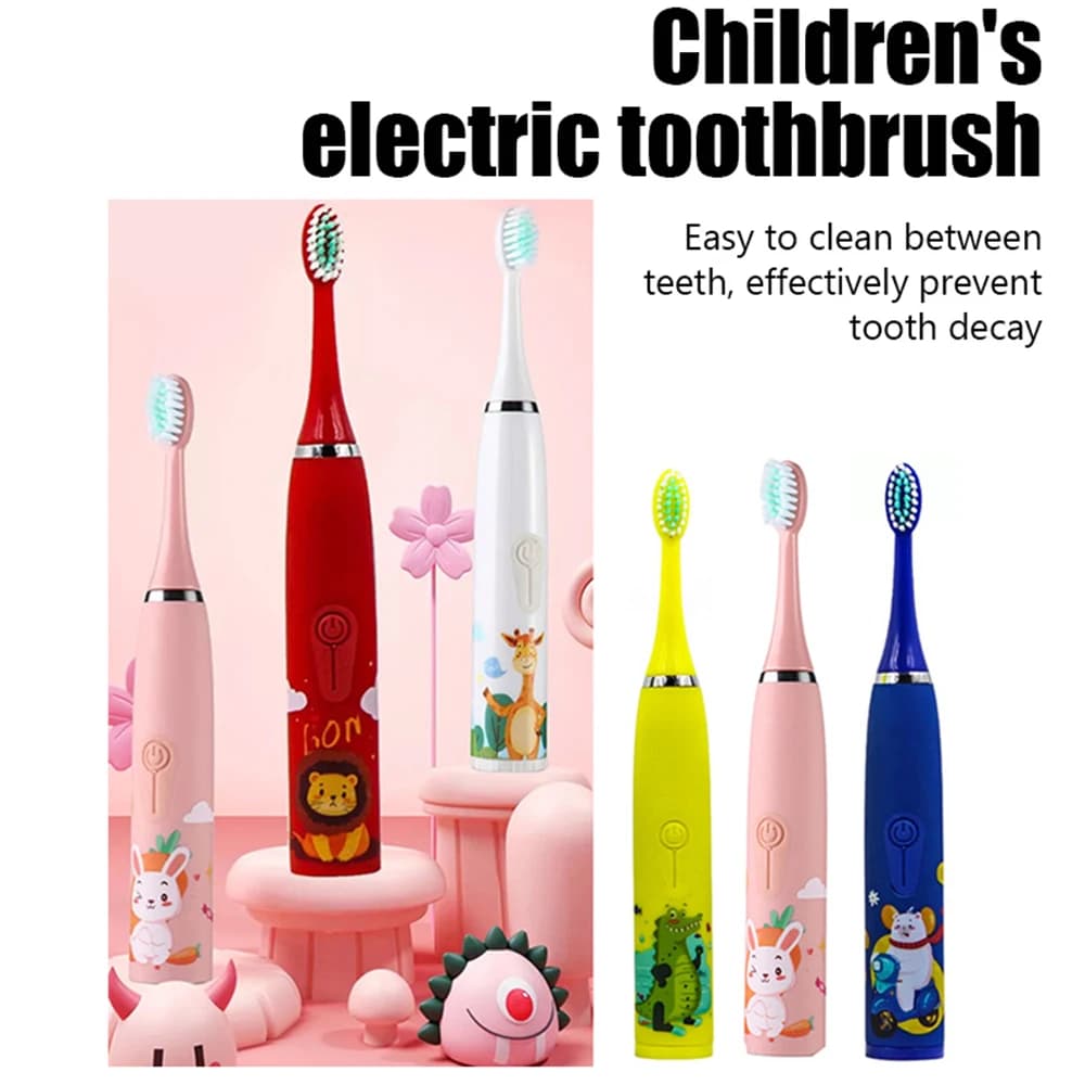 Brosse à dents électrique pour enfants, brosse à dents électrique sonique Ultra sonique avec 5 têtes