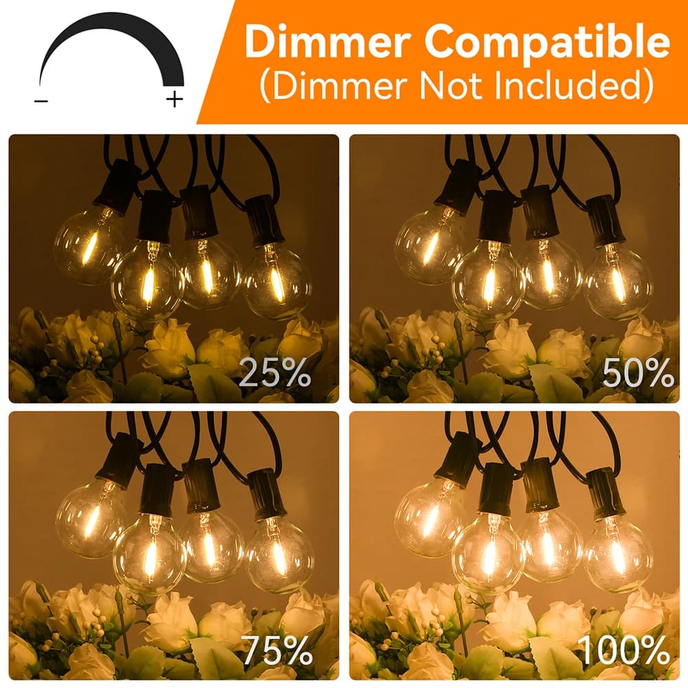 Guirxiété lumineuse LED avec ampoule rétro, 150 pieds, G40, nickel é, connectable, Noël, jardin, déc
