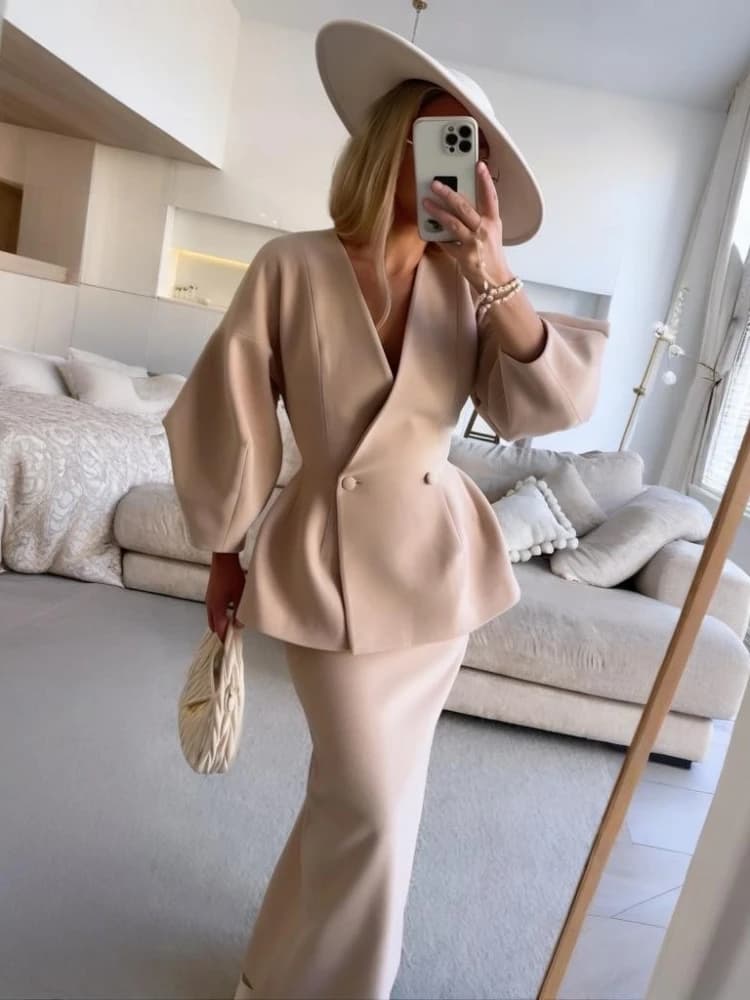 Ensemble de vêtements pour femmes, commerce extérieur européen et américain, à la mode, couleur unie
