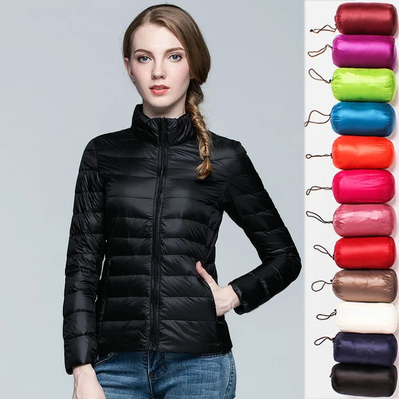 Veste courte bouffante pour femmes, nouvelle mode, col montant, légère, résistante à l'eau, emballab