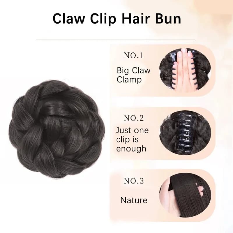 Perruque chignon tressé synthétique pour femme avec pince à cheveux, accessoires capillaires