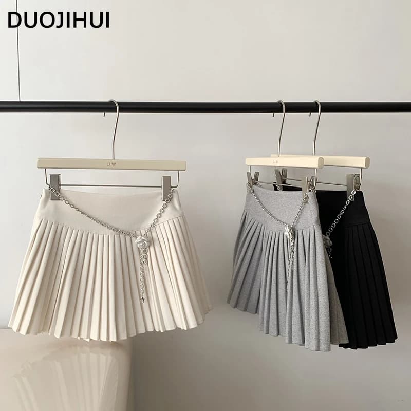 DUOJIHUI-Mini Jupe Trapèze Abricot pour Femme, Élégante, Décontractée, Chic, Simple, Mode Hiver, 3 C