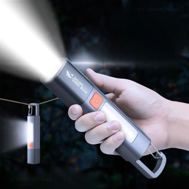 Lampe de poche d'extérieur, lumière forte portable, mise au point variable avec projecteur, lumières