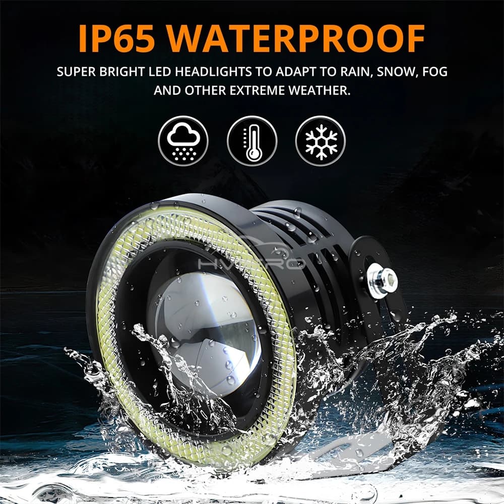 Phares antibrouillard DRL COB Angel Eye pour conduite automobile, lampes ambiantes, étanche, ampoule