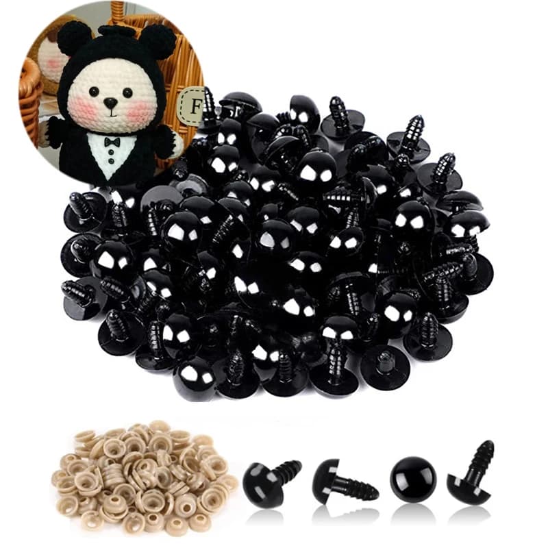 100 pièces 5/6//7/8/9/10/12/14/18/20mm yeux de sécurité en plastique pour jouets bricolage mélange t