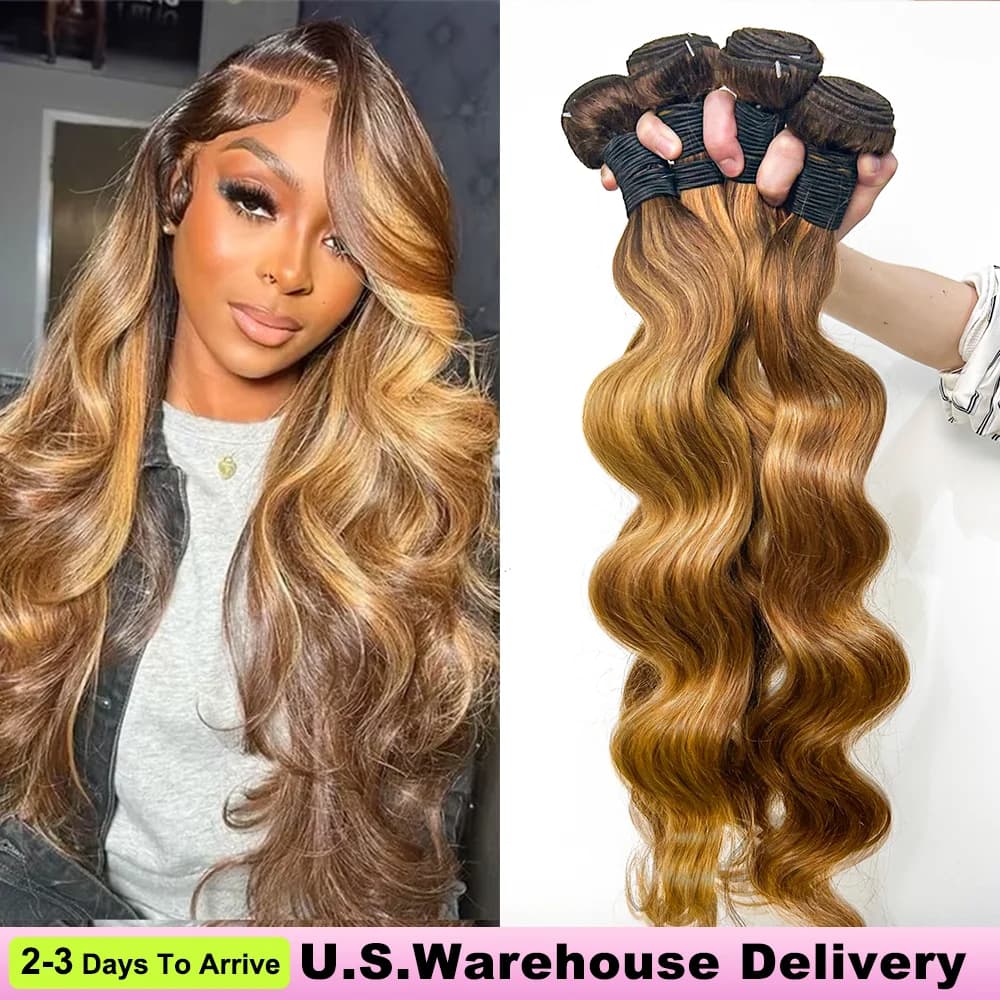 Extensions de Cheveux Humains Brésiliens Non Traités, Ondulés, Ombrés, 16A, 1, 3, 4 ou 5 Pièces, Lot