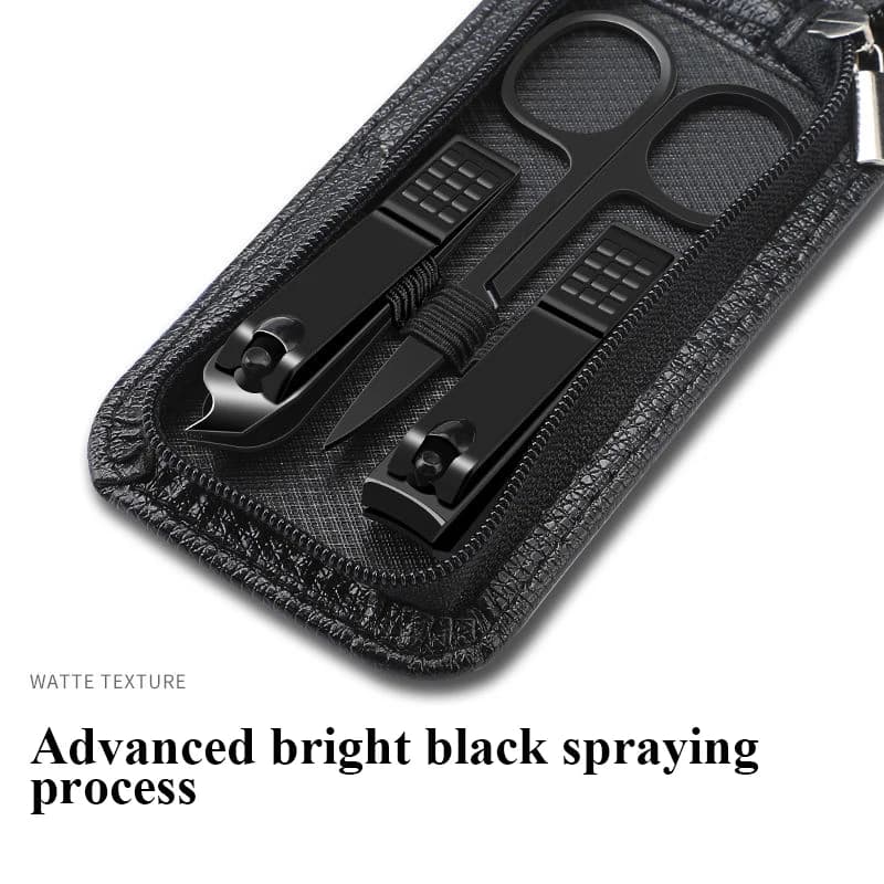 Ensemble de manucure Portable en acier inoxydable, noir brillant, coupe-ongles, outils de soins pers