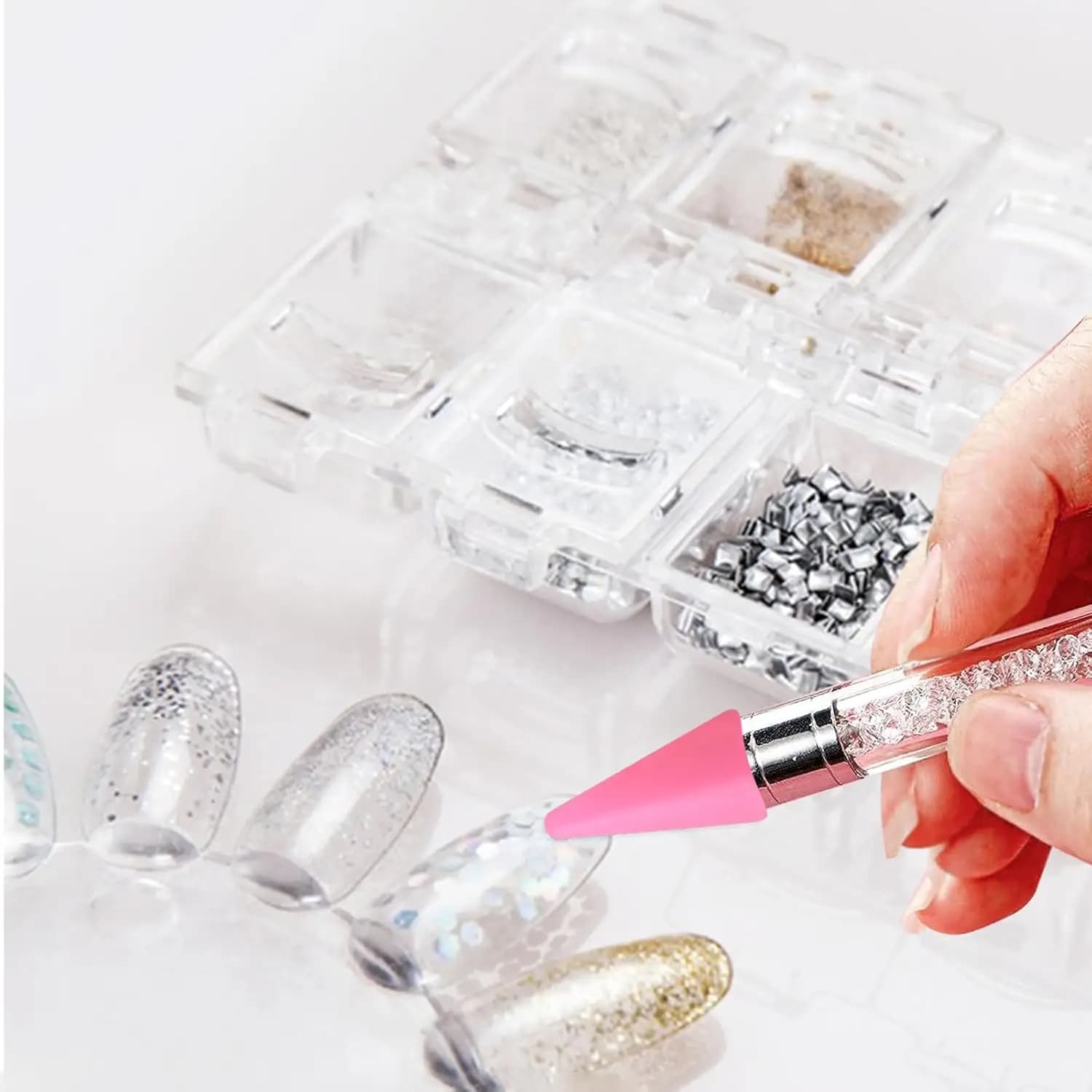 PINCEF-Stylo de pointage pour ongles, 12 pièces, pointe de remplacement, biscuits, outil pour ramass