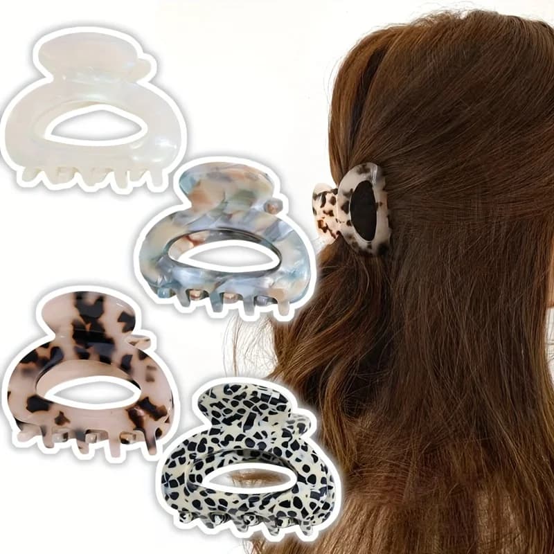 Pince à cheveux ovale élégante et douce pour femmes, accessoires pour cheveux à poignée sécurisée, q