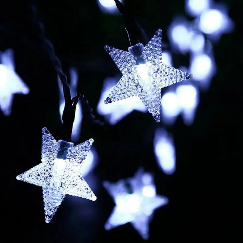 Guirlande lumineuse solaire en forme d'étoile, imperméable, LED, féerique, pour noël, Patio, jardin,