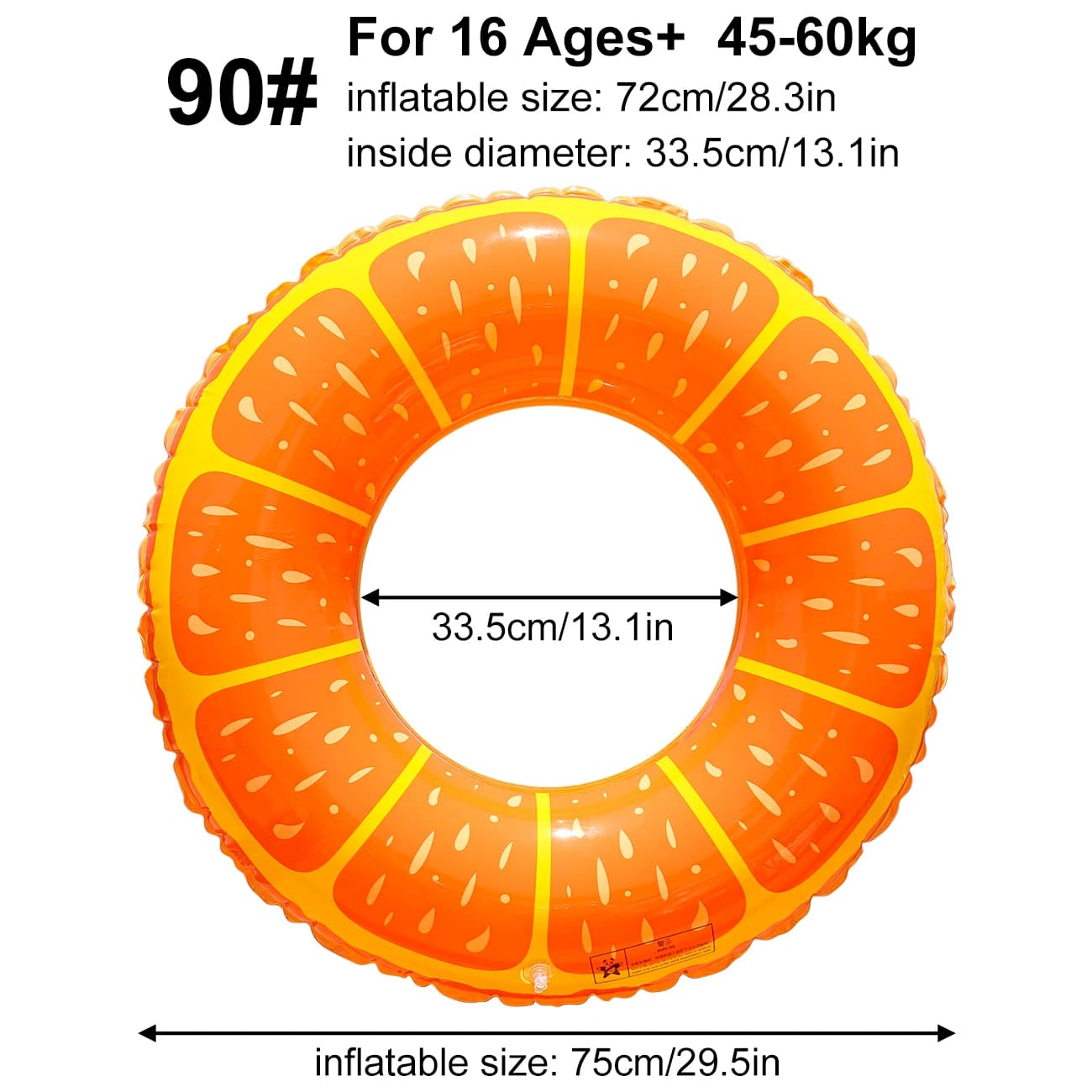Flotteur de piscine gonflable épais en forme d'orange, anneau de bain Orange pour adultes d'été pour