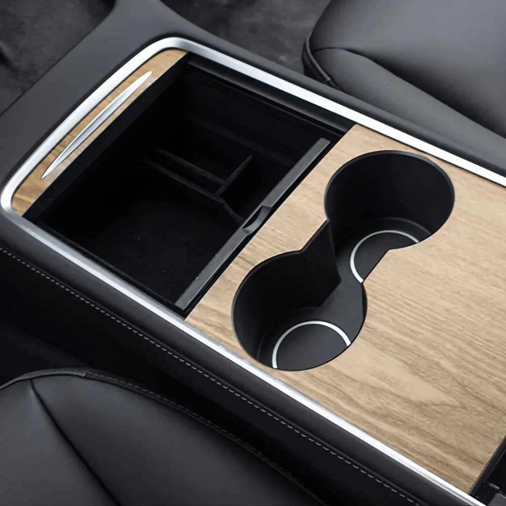 Autocollant pour panneau de Console centrale Tesla modèle 3 Y 2021 – 2023, Film Grain de bois, couve