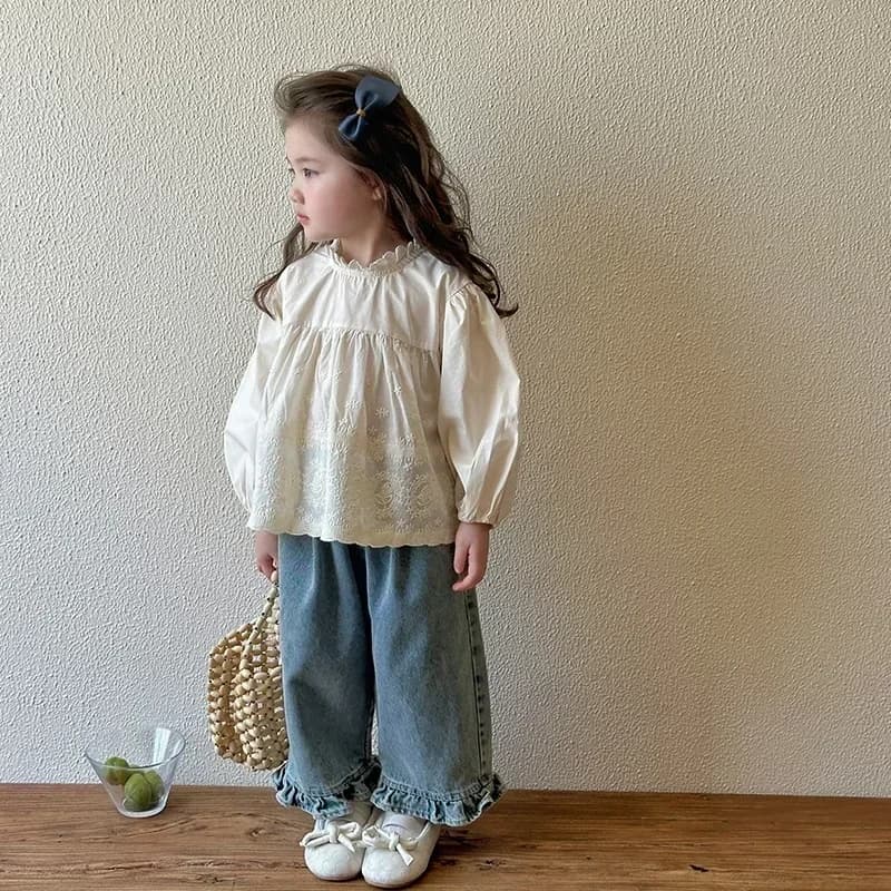 Jean à Jambes Larges en Dentelle pour Fille, Pantalon Décontracté, Doux et Adorable, à la Mode, Nouv