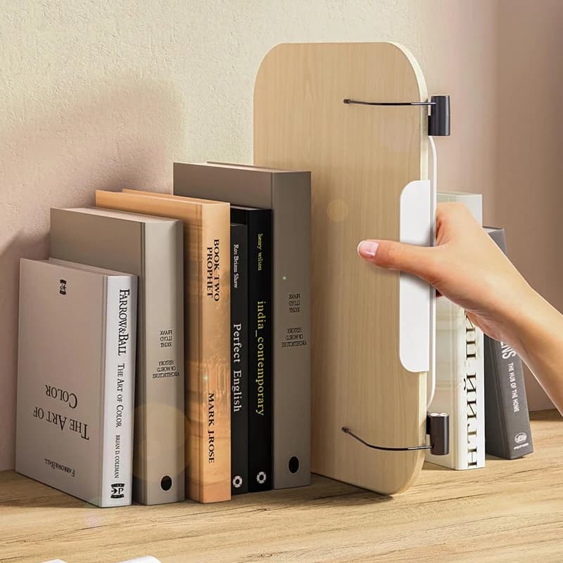 Support de livre de bureau pour lire avec 360 °   Panneau en bois à base rotative et clips de page p