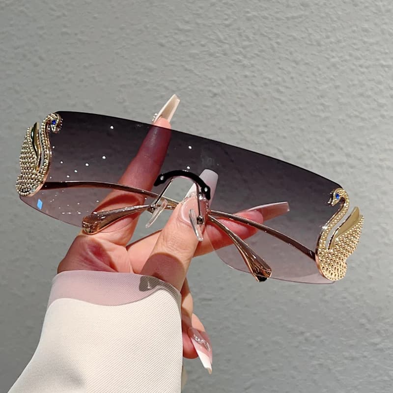 KAMMPT sans monture Y2k lunettes de soleil femmes mode monobloc dégradé nuances 2025 nouveau à la mo