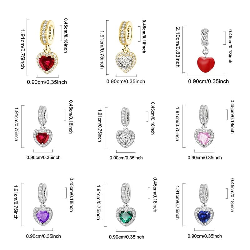Pendentifs en argent sterling 925, zircon, patte, cœur rouge, breloques, perles compatibles avec les