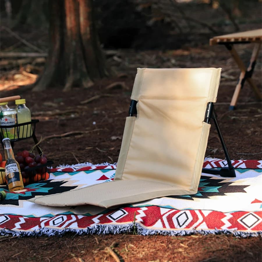Chaise de camping pliante d'extérieur, chaise inclinable paresseuse simple, dossier de pique-nique, 
