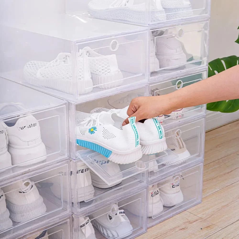 Boîte à chaussures épaisse transparente, 6 pièces, anti-poussière, étanche à l'humidité, mallette de