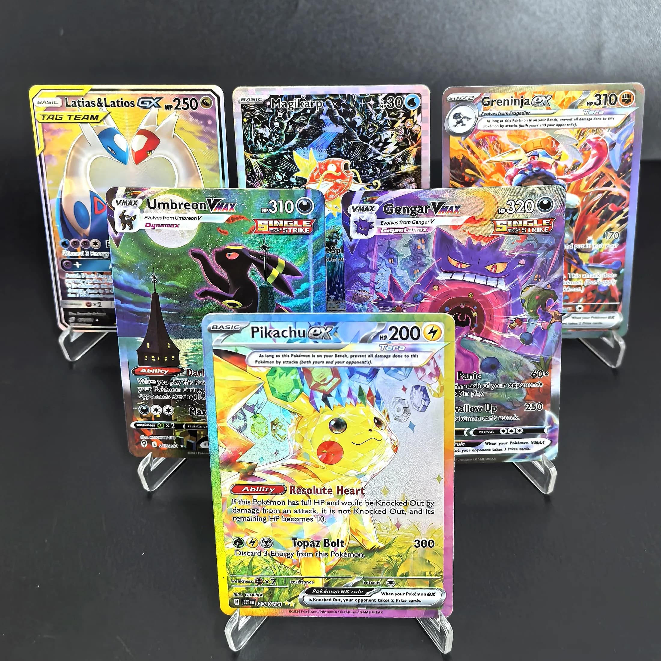 PTCG Pokemon cartes de Collection Pikachu Umbreon Gengar Latias GX EX V MAX RARE auto-fait cartes si