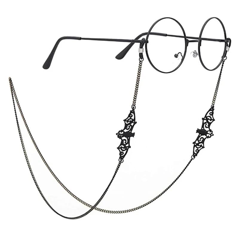 Sangles de lunettes, perles de chauve-souris, chaîne à maillons, chaînes creuses, lunettes de soleil