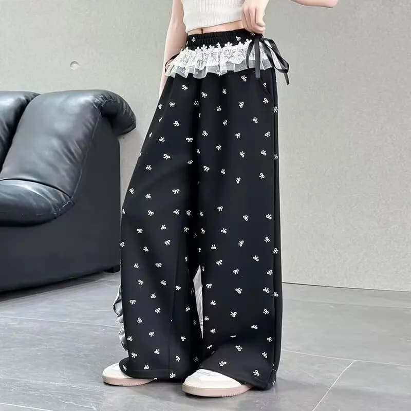 Pantalons à nœuds pour filles, UNITIM, pantalons à jambes larges imprimés pour adolescentes, pantalo